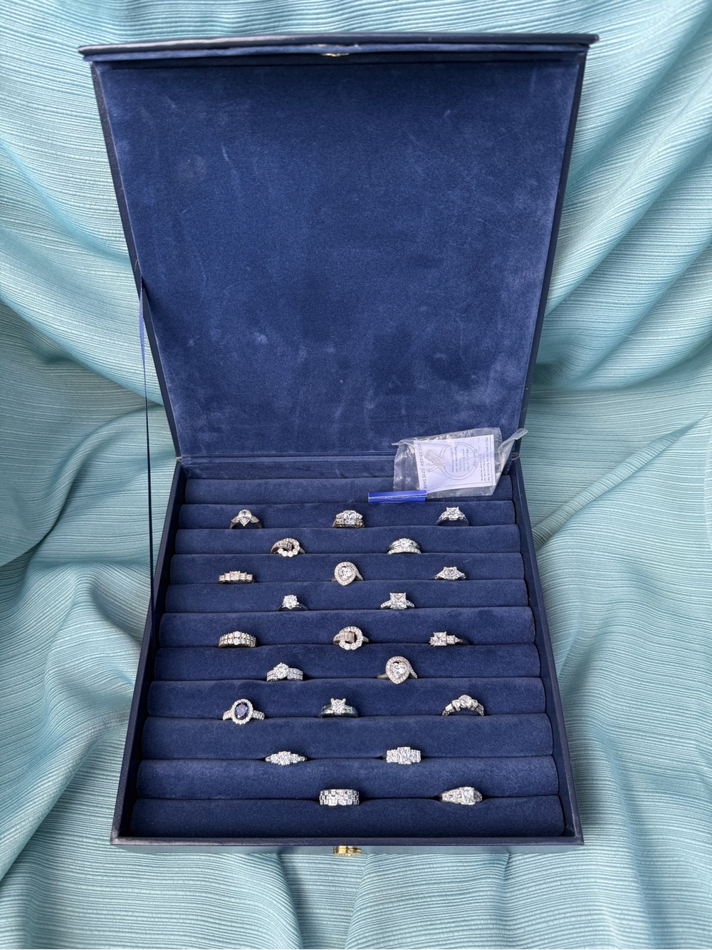 Dominique Silver-Tone Ring Collection with Blue Display